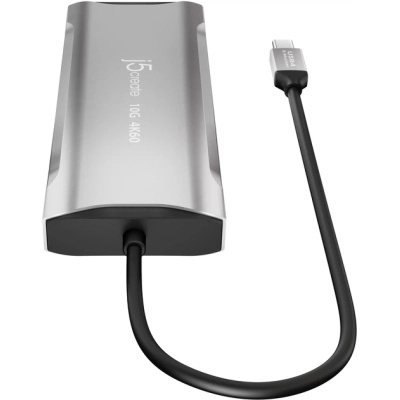 Концентратор J5create USB-C 9-in-1 2xUSB 3.2 + 2xUSB-C PD + 2xHDMI 4K + DisplayPort + SD/TF + RJ45 1000Mbps gray (JCD397-N)
