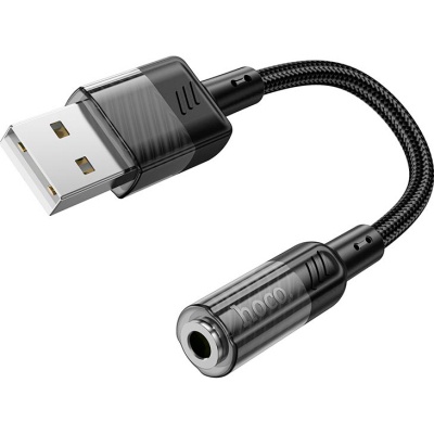 Звукова плата HOCO LS37 Spirit transparent USB to 3.5mm Black (6942007612562)