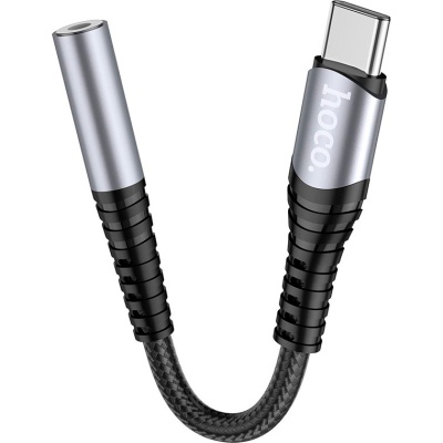 Перехідник USB-C M to 3.5mm F LS33 metal gray HOCO (6931474761163)