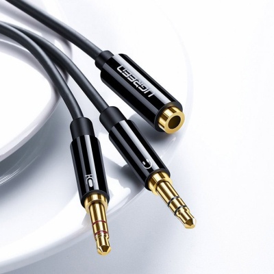 Переходник Jack 3.5mm F 4pin to 2xJack 3.5mm M (Audio+MIC) AV140 Ugreen (20898)