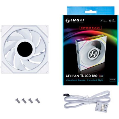 Кулер до корпусу Lian Li Reverse TL LCD 120-1, White Cooler (G99.12RTLLCD1W.00)