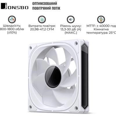 Кулер до корпусу JONSBO FR-505WR Reverse ARGB White