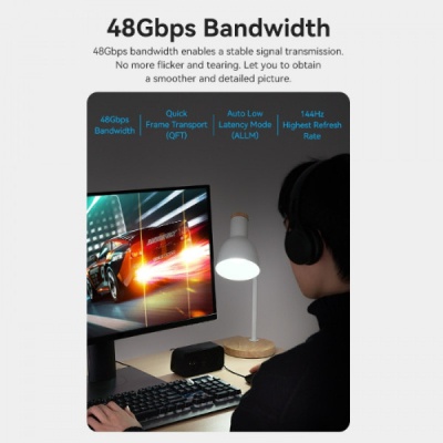 Кабель мультимедійний HDMI M to HDMI M 15.0m V2.1 Optical 8K 60Hz 48Gbps Dolby 7.1 black Vention (ALBBN)