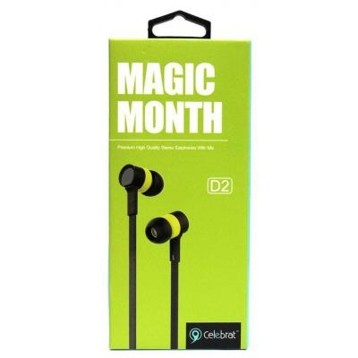 Наушники Celebrat D2 Green + mic + button call answering (53441)