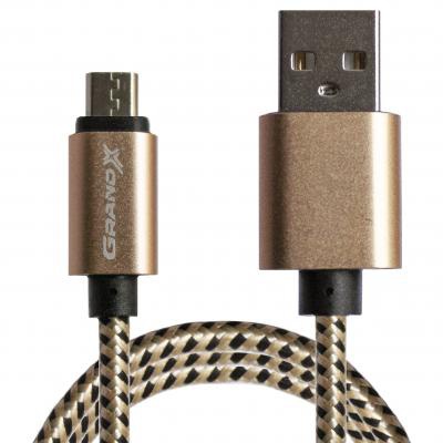 Дата кабель USB 2.0 AM to Micro 5P 1.0m Yellow-Black/Gold Grand-X (FM01YBG)