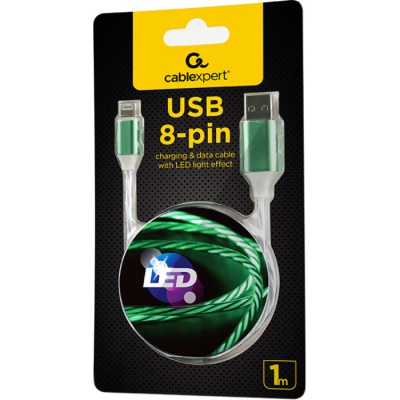 Дата кабель USB 2.0 AM to Lightning 1.0m 2A Cablexpert (CC-USB-8PLED-1M)