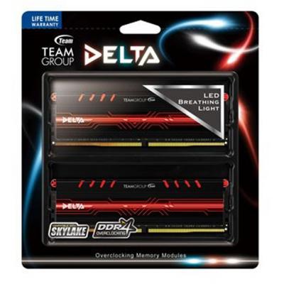 Модуль памяти для компьютера DDR4 16GB (2x8GB) 2400 MHz Delta Red LED Team (TDTRD416G2400HC15ADC01)