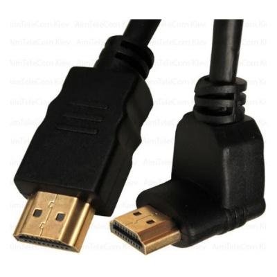 Кабель мультимедійний HDMI M to HDMI M 1.0m V1.4 90° corner black Merlion (YT-HDMI(M)/(M)HS-1.0m/90°)