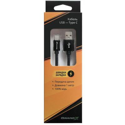 Дата кабель USB 2.0 AM to Type-C 1.0m Black Grand-X (FC02)