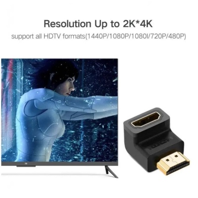Перехідник HDMI M to HDMI F 90° corner Down HD112 black UGREEN (20109)
