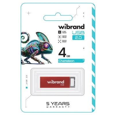 USB флеш накопичувач Wibrand 4GB Chameleon Red USB 2.0 (WI2.0/CH4U6R)