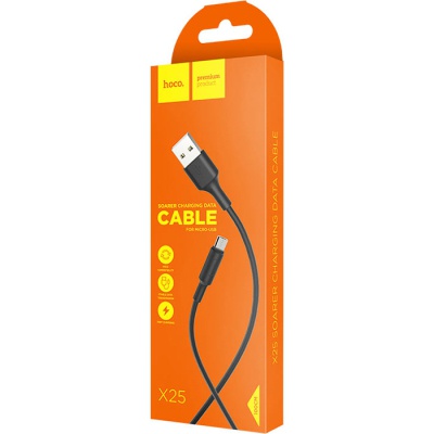 Дата кабель USB 2.0 AM to Micro 5P 1.0m 2A PVC X25 black HOCO (6957531080121)