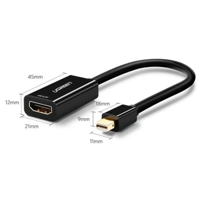 Перехідник Mini DisplayPort M to HDMI F 4K 30Hz black UGREEN (40360)