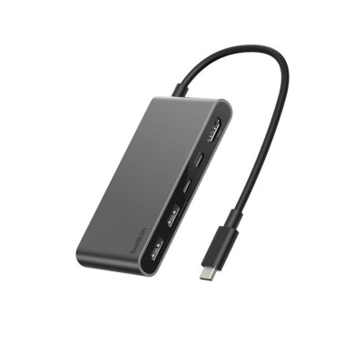 Концентратор Belkin USB-C 5-in-1 2xUSB 3.0 + USB-C + PD + HDMI 2.0 4K60Hz gray (AVC022HQSGY)