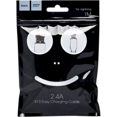 Дата кабель USB 2.0 AM to Lightning 1.0m 2.4A PVC X13 white HOCO (6957531061151)