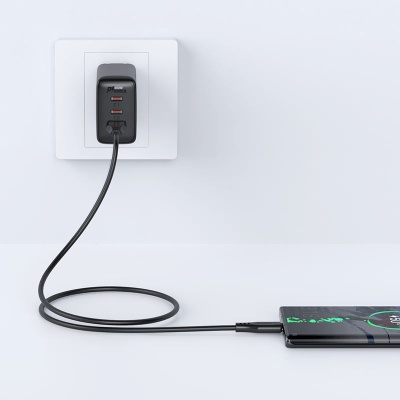 Дата кабель USB 2.0 AM to Type-C 1.2m 3.0A TPE C3-04 Black Acefast (6974316280866)