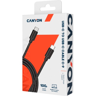 Дата кабель USB-C to USB-C 1.2m 100W 20V/ 5A black Canyon (CNS-USBC9B)