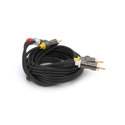 Кабель мультимедійний 3xRCA M to 3xRCA M 1.5m black VEGGIEG (YT-AV301)