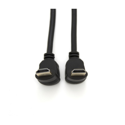 Кабель мультимедійний HDMI M to HDMI M 1.0m V1.4 90° corner black Merlion (YT-HDMI-1.0m/90°-90°)