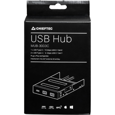 Концентратор Chieftec 3.5' 2xUSB 3.1 Gen.1 / 1xUSB 3.1 Gen.2 Type-C (MUB-3003C)