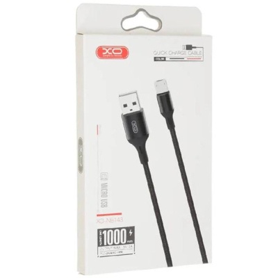 Дата кабель USB 2.0 AM to Micro 5P 1.0m 2.4A braided black XO (NB143-M1-BK)
