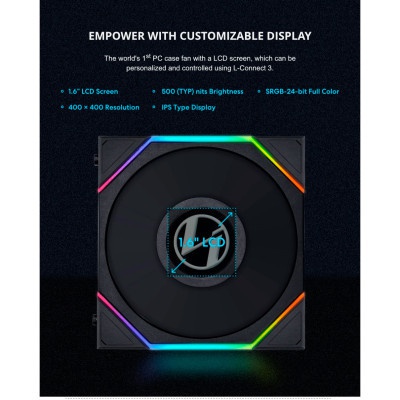 Кулер до корпусу Lian Li TL LCD 120-1, Black Cooler (G99.12TLLCD1B.00)