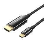 Кабель мультимедійний USB-C 3.1 to HDMI 1.8m 8K 60 Гц Zinc Alloy TPE Black Vention (CRCBAC)