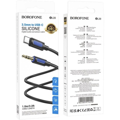 Кабель мультимедійний USB-C to 3.5mm M 1.0m silicone black BOROFONE (6941991114410)