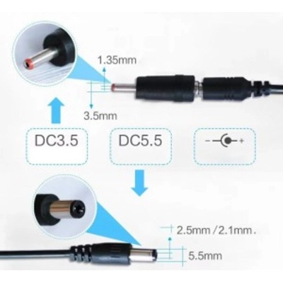 Кабель живлення USB to DC 5.5x2.5mm + 3.5x1.35mm 9V-12V 0.8m 18W Kingda (KD-USB-DC9/12)