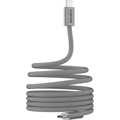 Дата кабель USB-C to USB-C 1.0m 60W Magnet Braided Light Grey Canyon (CND-CCMG60AB15LG)