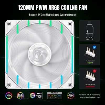 Кулер до корпусу Gamemax Tornado T12 ARGB-RW