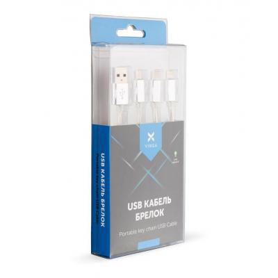 Дата кабель USB 2.0 AM to Lightning + Micro 5P + Type-C 0.2m silver Vinga (VRC121S)