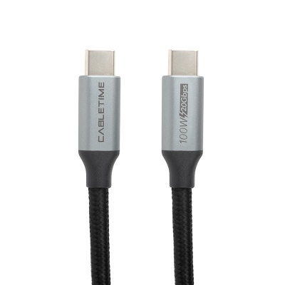 Дата кабель USB-C to USB-C 1.0m 10Gbps, 100W, 20V/ 5A, 4K/ 60HZ USB3.1 PowerPlant (CA913312)