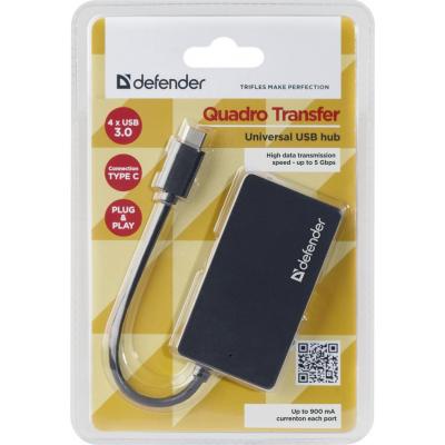 Концентратор Defender Quadro Transfer USB3.1 TYPE C - USB3.0, 4 port (83208)