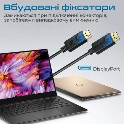 Кабель мультимедійний DisplayPort to DisplayPort 1.2m v1.4 black Promate (dplink-120.black)