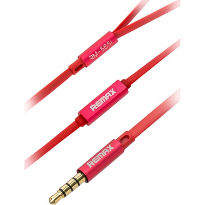 Наушники HF RM-565i Red (metal + mic + button call answering) Remax (37149)