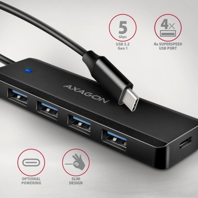Концентратор AXAGON USB-C to 4xUSB 3.0 black (HUE-C1C)
