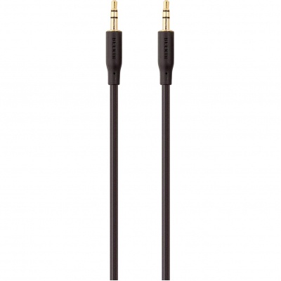 Кабель мультимедийный jack 3.5mm - M/M, portable, 1m, black/gold Belkin (F3Y117BT1M)