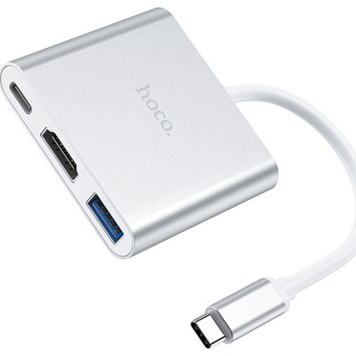 Концентратор HOCO USB-C to USB3.0+HDMI+PD HB14 Silver (6931474725790)