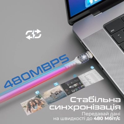 Дата кабель USB-C to USB-C lucidline-cc120.white Promate (lucidline-cc120.white)