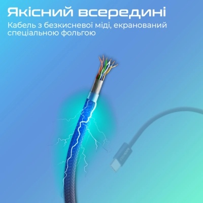 Дата кабель USB-C to Lightning ecoline-ci120.navy Promate (ecoline-ci120.navy)