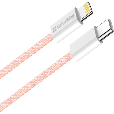 Дата кабель USB-C to Lightning 1.0m 27W pink ColorWay (CW-CBPDCL061-P)