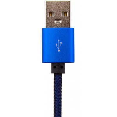 Дата кабель LogicPower USB 2.0 -> Lightning 1м Bl (метал. плетение)  синий /Retai (5125)