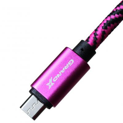 Дата кабель Grand-X USB - micro USB, Cu, 1.5A, Rose/Black, 1m (FM05RSB)
