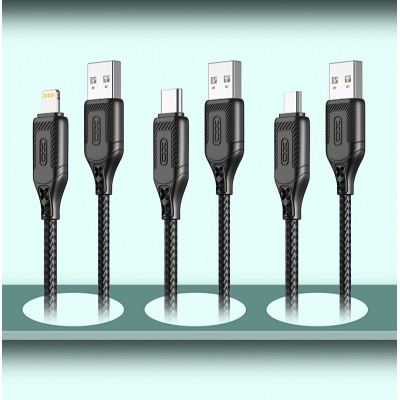 Дата кабель USB 2.0 AM to Lightning 1.0m braided black XO (NB235_L_Black)