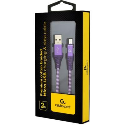 Дата кабель USB 2.0 Micro 5P to AM Cablexpert (CC-USB2B-AMmBM-2M-PW)