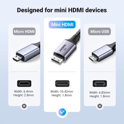 Кабель мультимедійний HDMI M to HDMI mini M 2.0m 8K HD163 black UGREEN (15515)