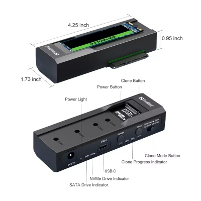 Док-станція Sandberg USB3.2 Type-C toSSD M2/NVMe SATA Cloner & Dock Sandberg (136-49)