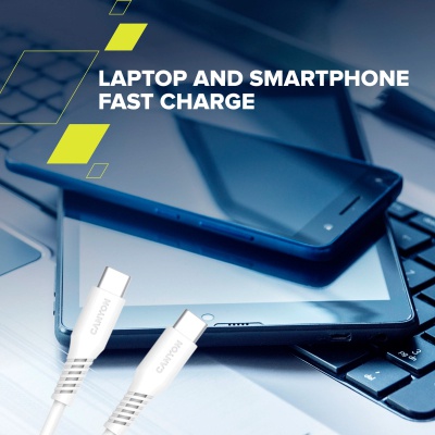 Дата кабель USB-C to USB-C 1.2m CC60SC 60W White Canyon (CNS-CC60SC12W)