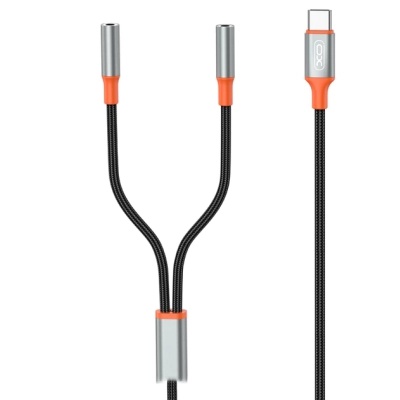 Перехідник USB-C to 2x3.5mm F 1.0m NB-R269B black XO (NB-R269B.black)